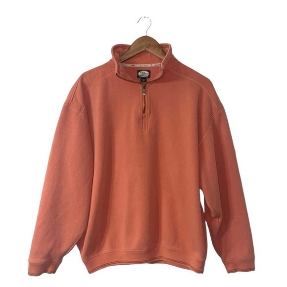 Tommy Bahama Tops - Tommy Bahama Salmon 1/4 Zip Pullover Sweatshirt Cotton Pink Orange Womens Large